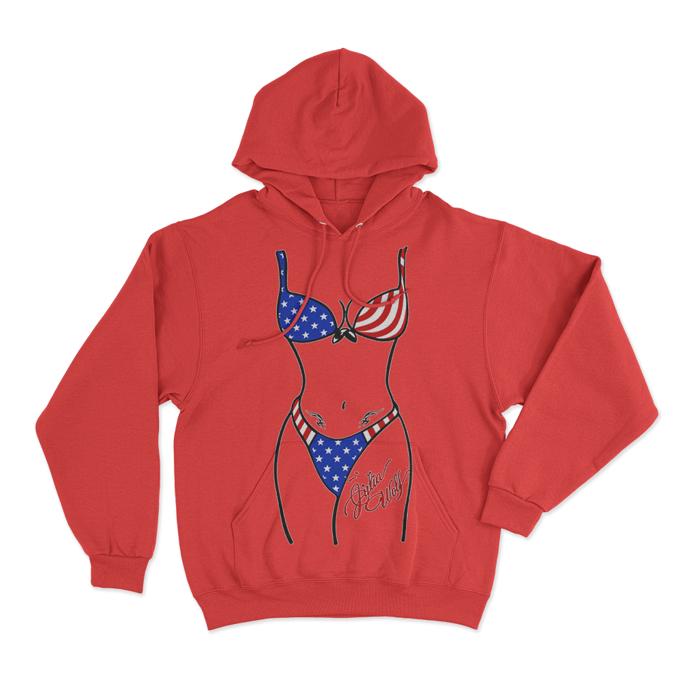 Deep End Bikini Coverup Unisex Hoodie Red Deep End Bikini Coverup Unisex Hoodie Red