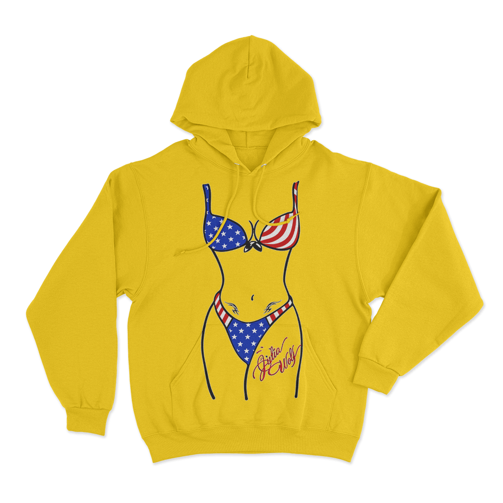 Deep End Bikini Coverup Unisex Hoodie Yellow Deep End Bikini Coverup Unisex Hoodie Yellow