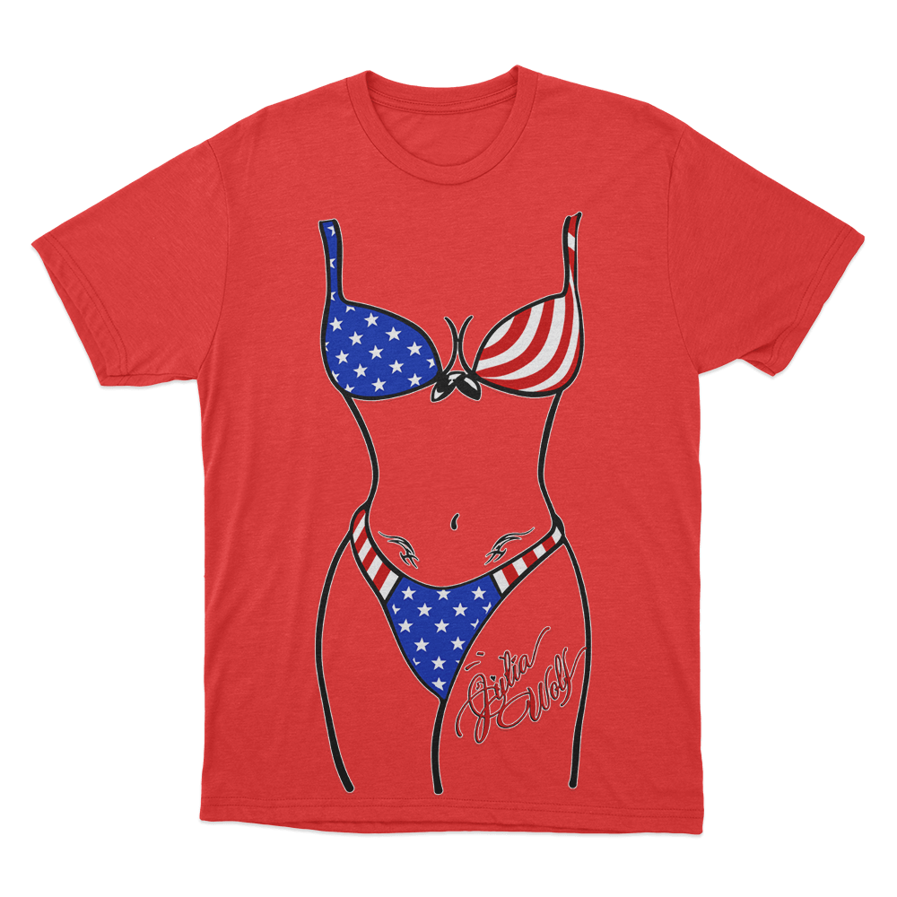 Deep End Bikini Coverup Unisex T Shirt Red Deep End Bikini Coverup Unisex T Shirt Red